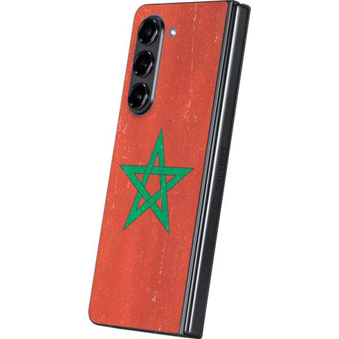 Morocco Flag Distressed Galaxy Z Fold5 5G Skin